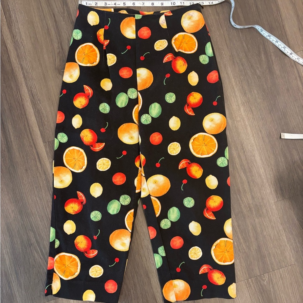 Briggs New York Black Citrus & Cherry Print Pants